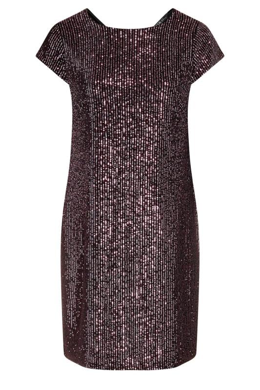 YOURS Plus Size Purple Sequin Embellished Velvet Midi Dress | Yours Clothing 5