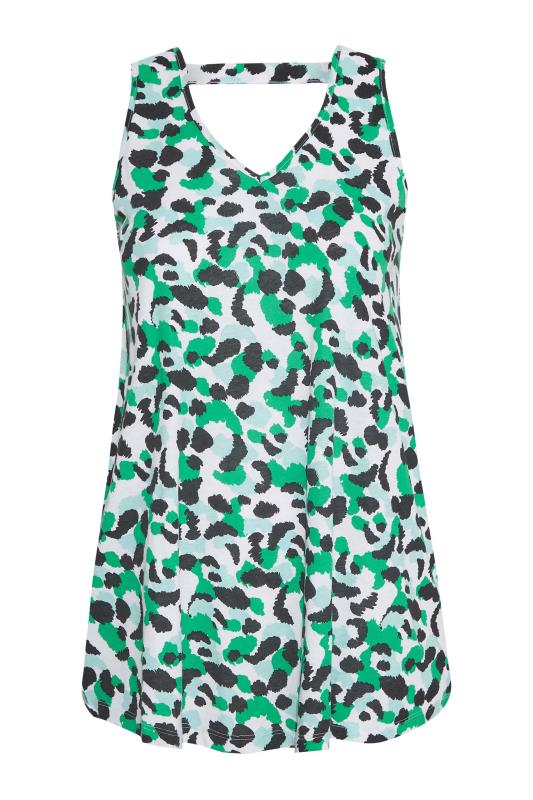Plus Size Green Animal Print Bar Back Vest Top | Yours Clothing 6