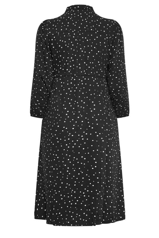 YOURS Plus Size Black Spot Print Long Sleeve Midaxi Shirt Dress | Yours Clothing 8