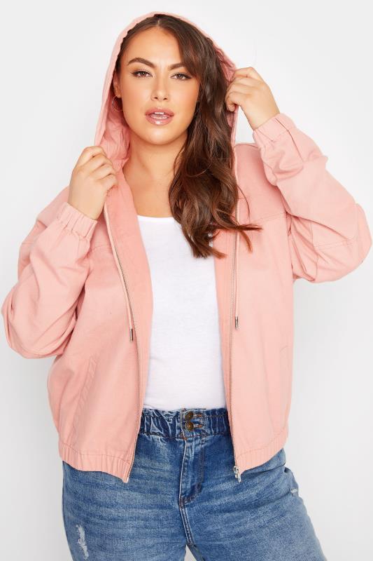 LIMITED COLLECTION Plus Size Peach Orange Twill Bomber Jacket | Yours Clothing  4