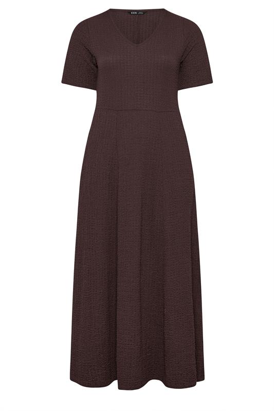 YOURS Plus Size Chocolate Brown Textured Maxi Dress | Yours Clothing 5
