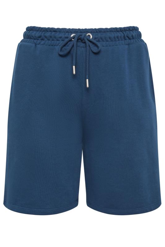 YOURS Plus Size Blue Elasticated Jogger Shorts | Yours Clothing 5