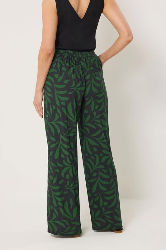 LTS Tall Women's Black Palm Print Wide Leg Trousers | Long Tall Sally 4
