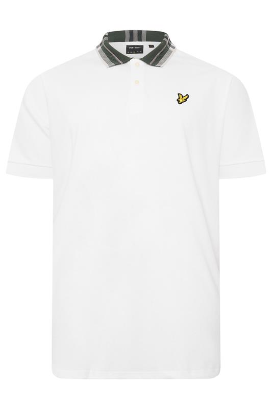 LYLE & SCOTT Big & Tall White Tartan Collar Polo Shirt | BadRhino 2