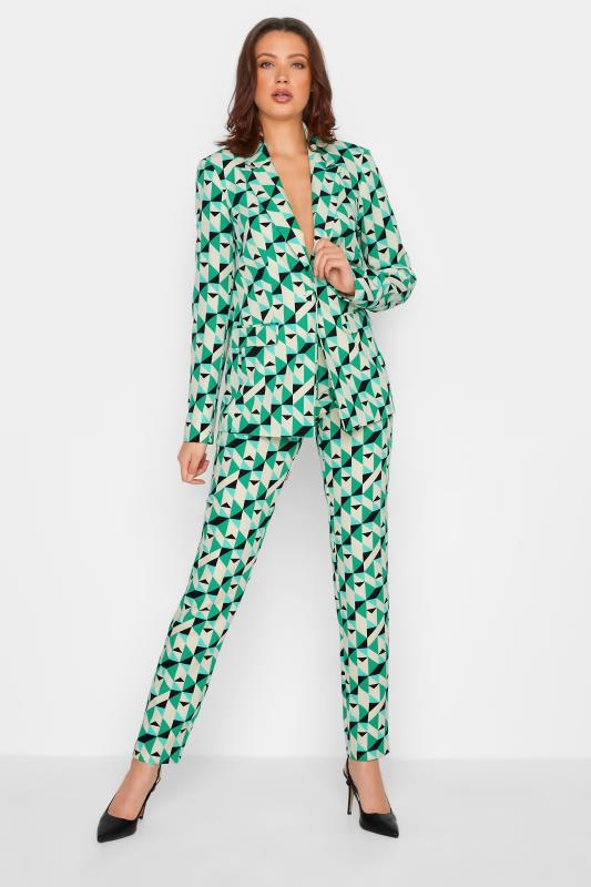 LTS Tall Green & White Geometric Print Tailored Blazer | Long Tall Sally  2