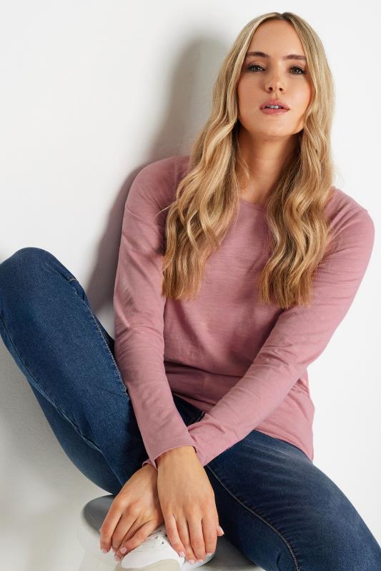 Tall  LTS Tall Blush Pink Crew Neck Long Sleeve Cotton T-Shirt