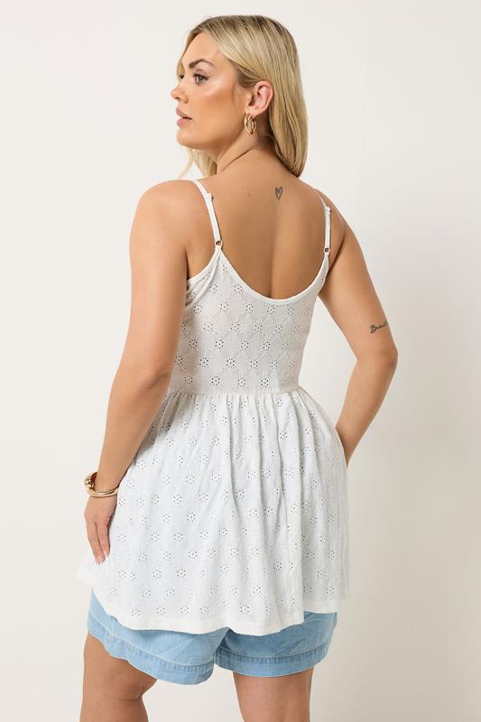 YOURS Plus Size White Broderie Anglaise Peplum Top | Yours Clothing 2