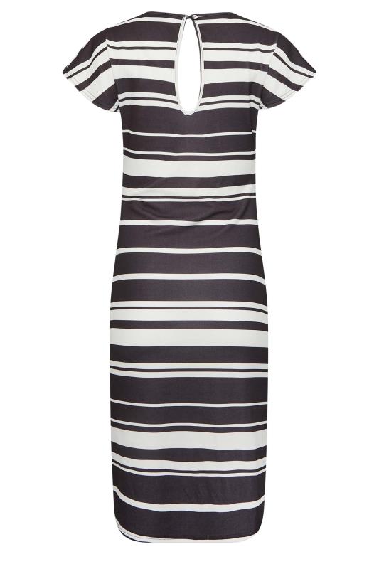 YOURS PETITE Plus Size Black & White Stripe Knot Midi Dress | Yours Clothing 7