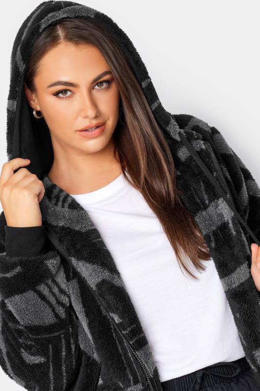 YOURS Plus Size Black Geometric Print Fleece Hoodie | Yours Clothing 4