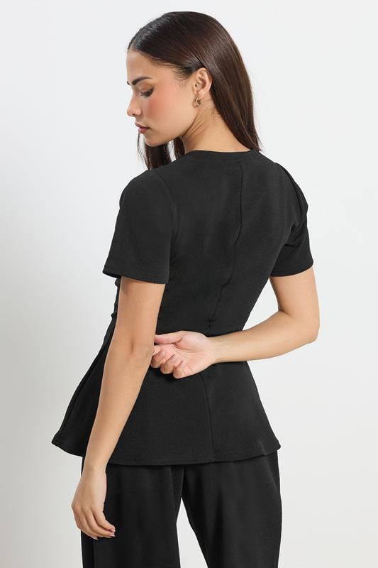 PixieGirl Petite Women's Black Cotton Cinched Waist Top | PixieGirl 2