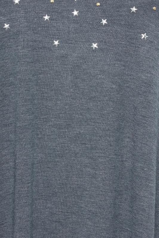 YOURS Plus Size Blue Star Embellished Jersey Top | Yours Clothing 5