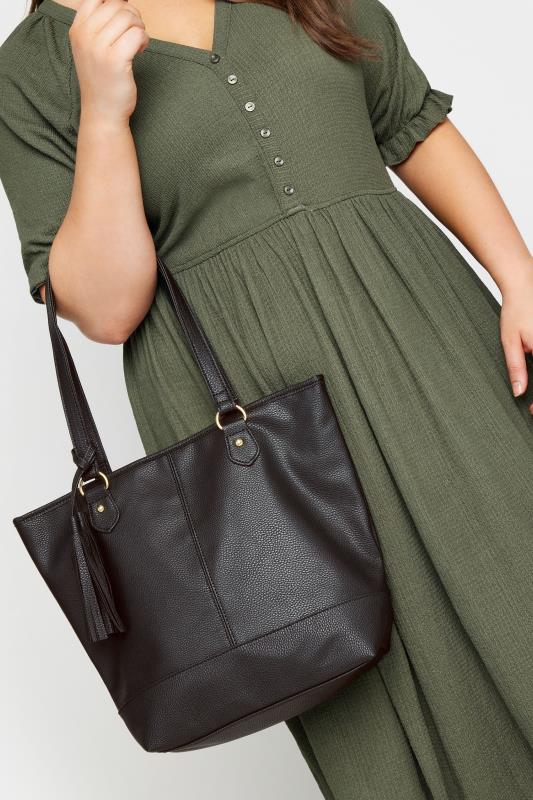 Black Tassel Detail Tote Bag | Yours Clothing 1
