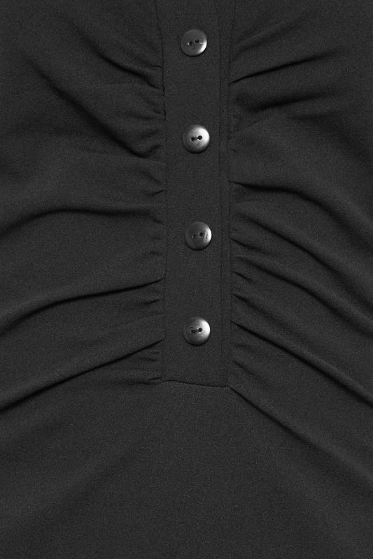 LTS Tall Black Ruched Button Midi Dress | Long Tall Sally  5