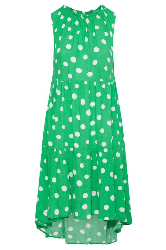 Curve Green Spot Print Sleeveless Crinkle Dress 6