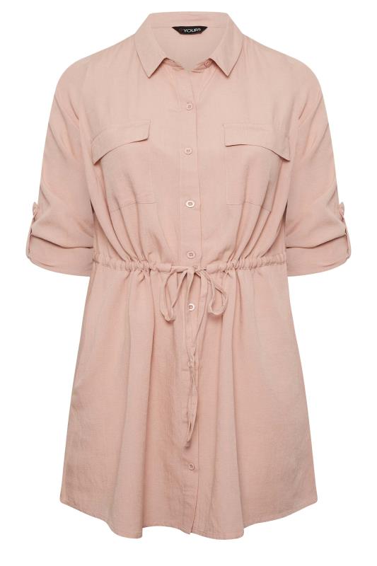 YOURS Plus Size Blush Pink Utility Tunic Linen Shirt | Yours Clothing 6