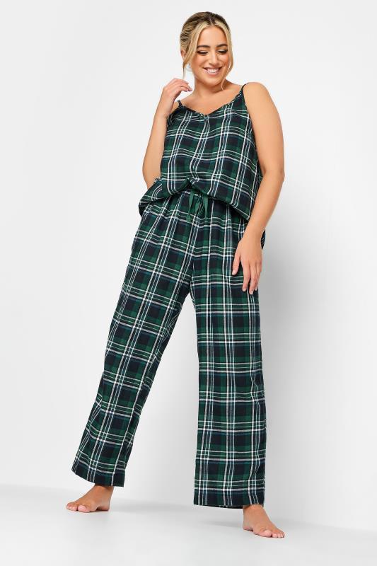 LIMITED COLLECTION Plus Size Green Tartan Check Pyjama Bottoms | Yours Clothing 4