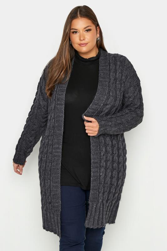 Curve Grey Cable Knit Cardigan 1