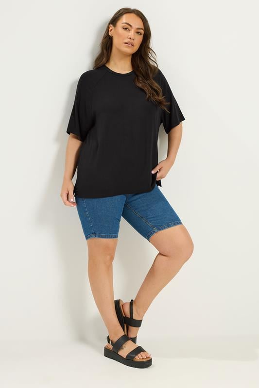 YOURS Plus Size Black Soft Touch Raglan T-Shirt 1