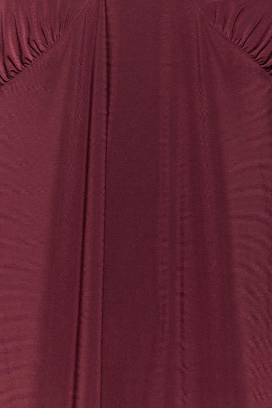 YOURS LONDON Plus Size Burgundy Red Sequin Trim Top | Yours Clothing 5