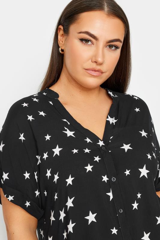 YOURS Plus Size Black Star Print Button Through Shirt | Yours Clothing 4