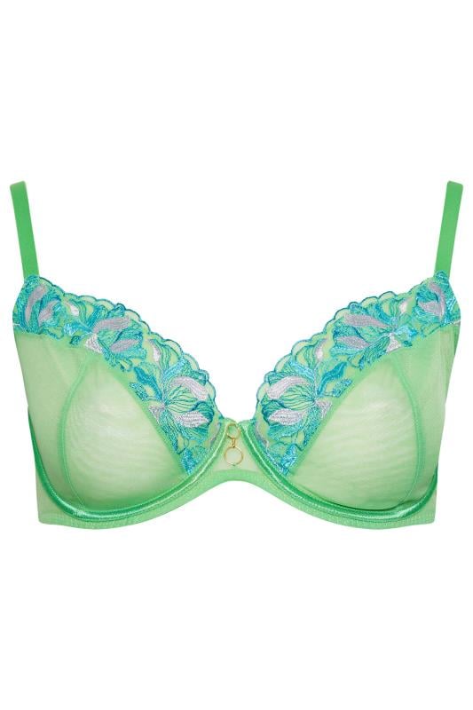 YOURS Plus Size Green Floral Underwired Bra | Yours Clothing  6