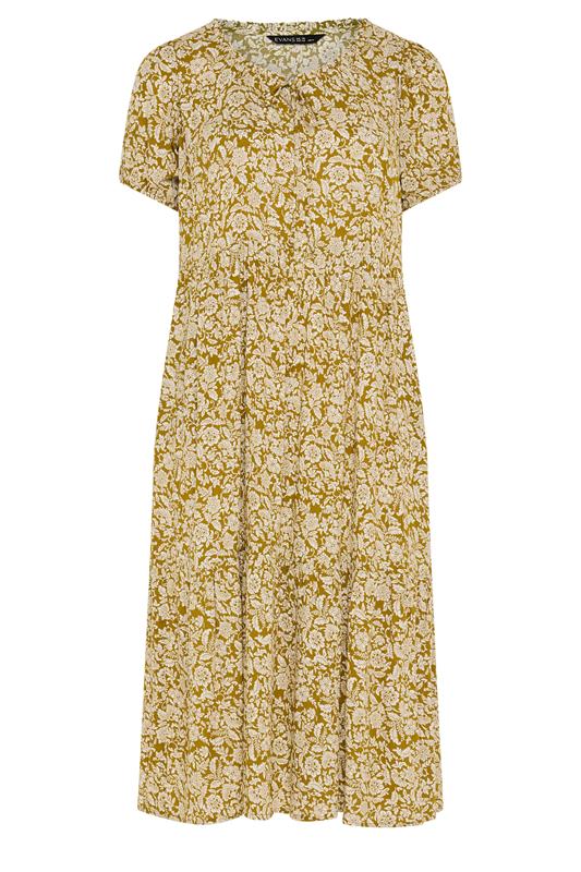 EVANS Curve Green Ditsy Floral Dress | Evans 5