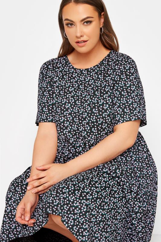 LIMITED COLLECTION Curve Black Ditsy Floral Midaxi Dress 4