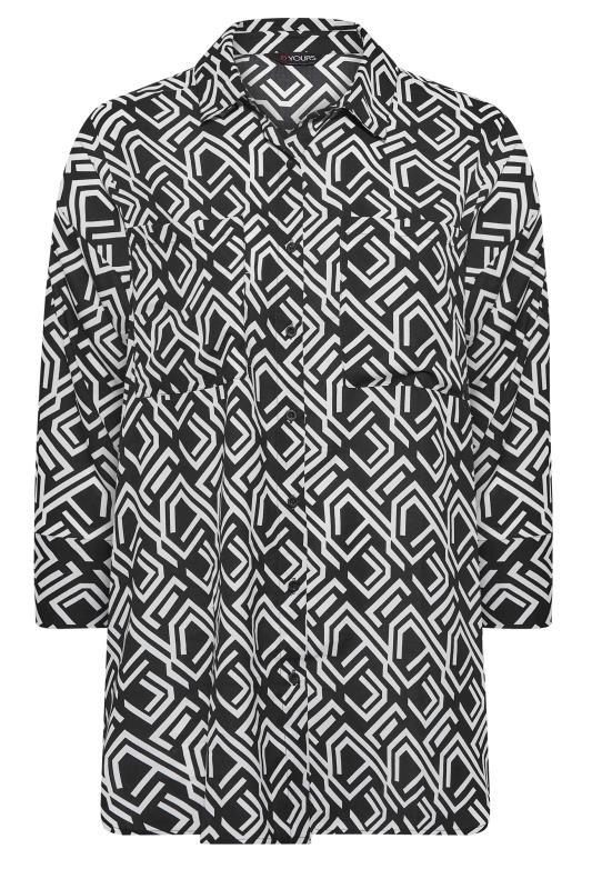 Plus Size Black Geometric Print Oversized Boyfriend Shirt | Yours Clothing 6