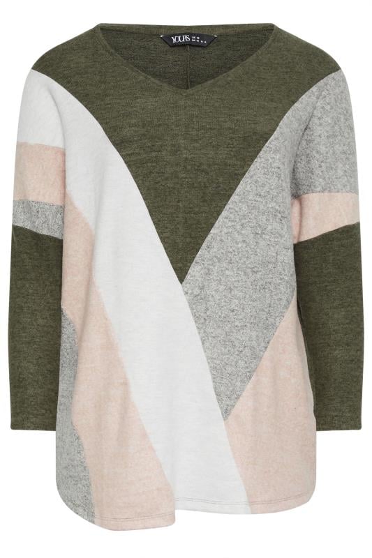 YOURS Plus Size Green Colour Block Sweatshirt | Yours Clothing 5