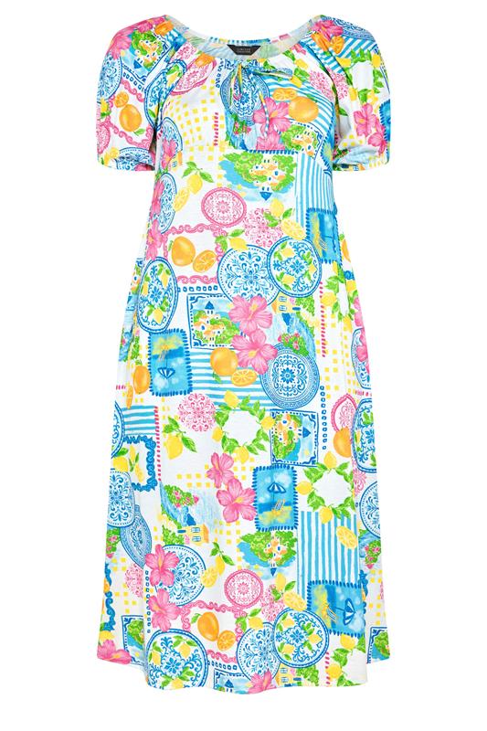 LIMITED COLLECTION Plus Size White Mixed Postcard Dress | Yours Clothing 5