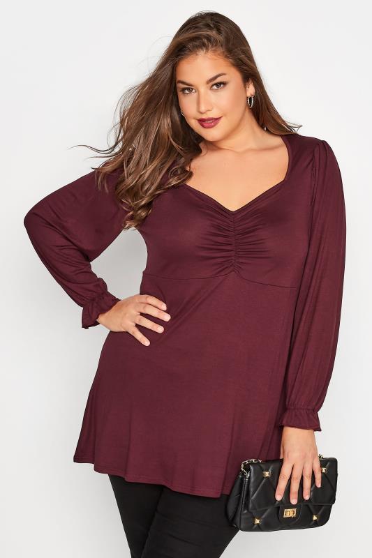 Plus Size  LIMITED COLLECTION Curve Berry Red Ruched Top