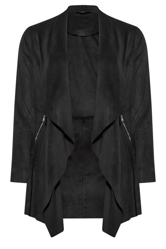 YOURS Plus Size Black Faux Suede Waterfall Jacket | Yours Clothing 6