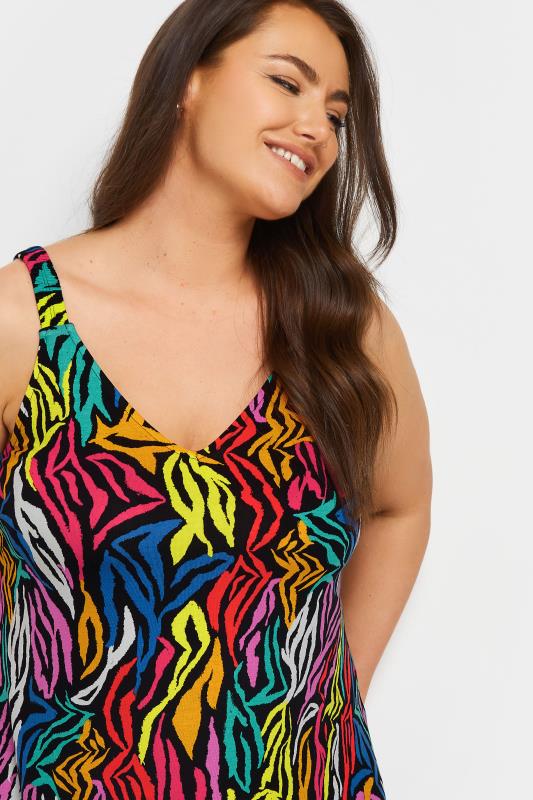 YOURS Plus Size Black Rainbow Zebra Print Beach Dress | Yours Clothing 4
