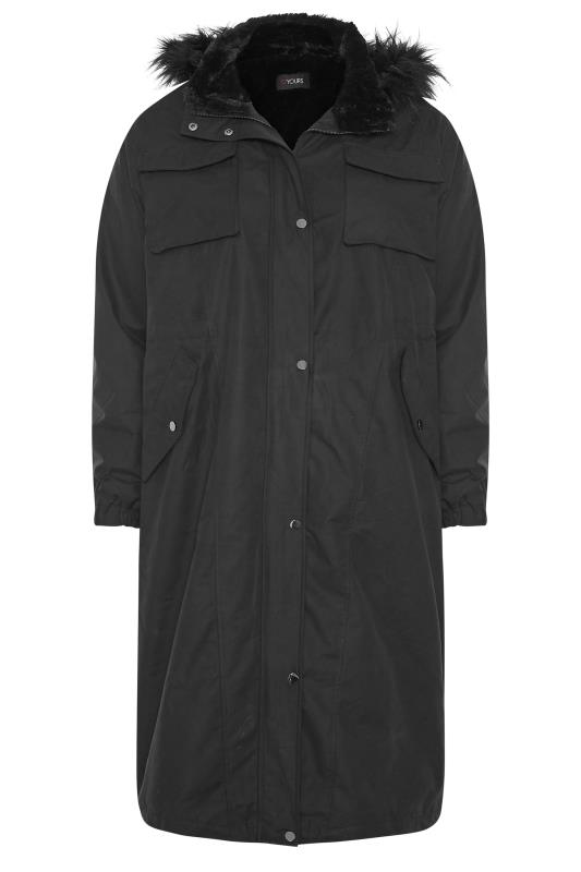 Plus Size Black Faux Fur-Lined Maxi Coat | Yours Clothing 7