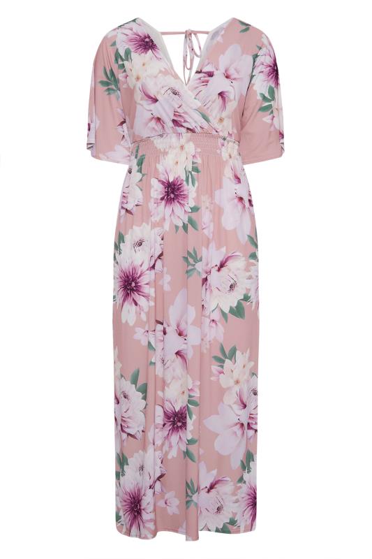 YOURS LONDON Plus Size Pink Floral Shirred Waist Maxi Dress | Yours Clothing 7