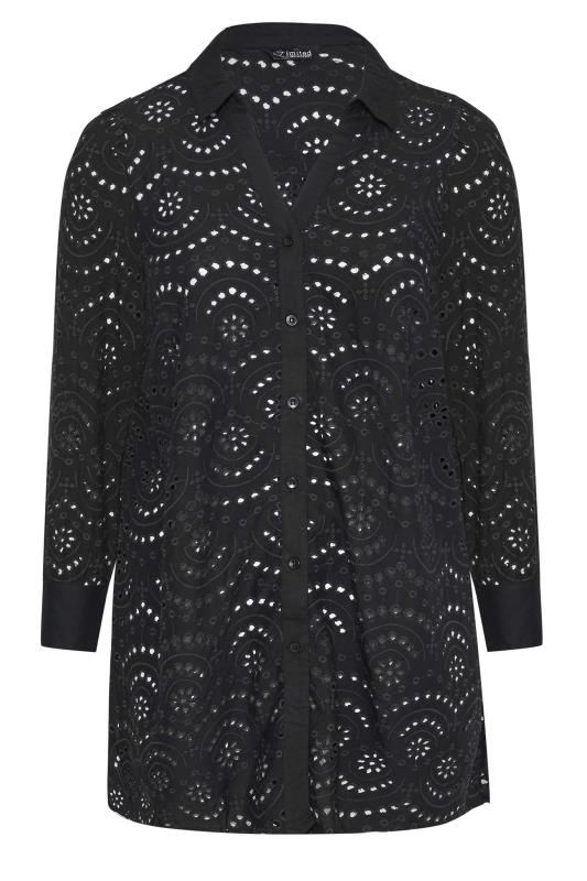 LIMITED COLLECTION Curve Black Broderie Anglaise Shirt 5