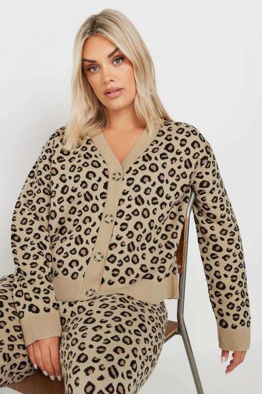 LIMITED COLLECTION Plus Size Natural Brown Leopard Print Cardigan | Yours Clothing  1