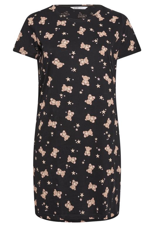 YOURS Plus Size Black Teddy Bear Print Nightdress | Yours Clothing 5