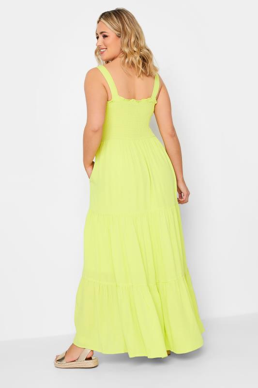 YOURS Plus Size Lime Green Shirred Strappy Sundress | Yours Clothing  4