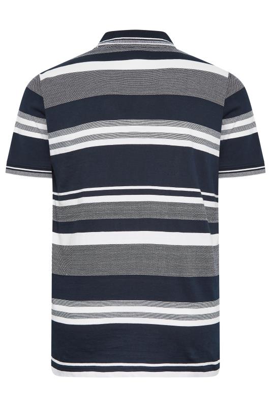 BadRhino Big & Tall Navy Blue & White Stripe Polo Shirt | BadRhino 5