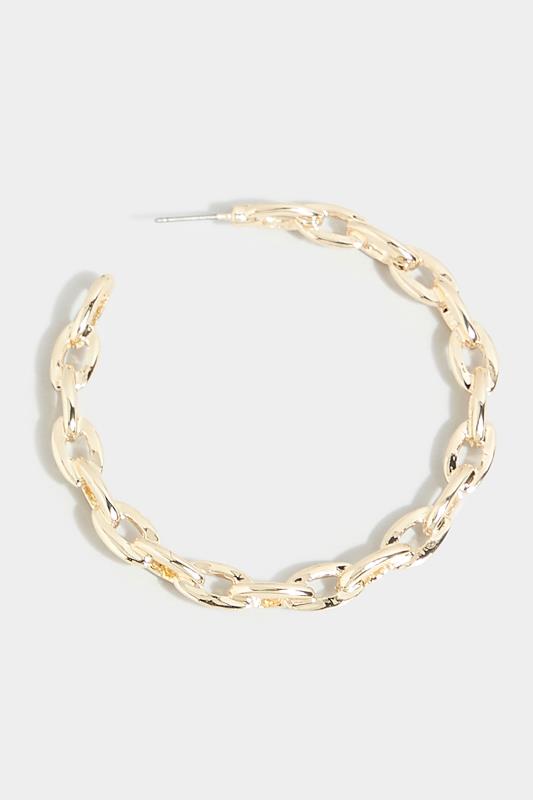 Gold Tone Chain Hoop Earrings | Yours Clothing 4