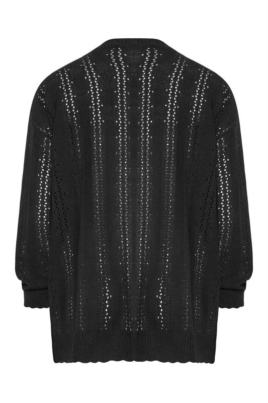 Plus Size Curve Black Pointelle Balloon Sleeve Cardigan | Yours Clothing 7