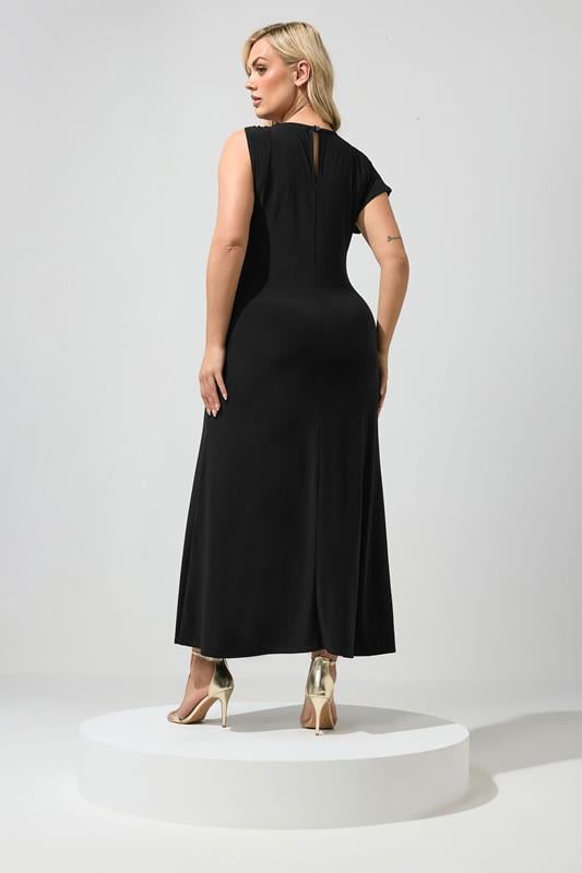 YOURS LONDON Plus Size Black Metal Buckle Detail Maxi Dress | Yours Clothing 2