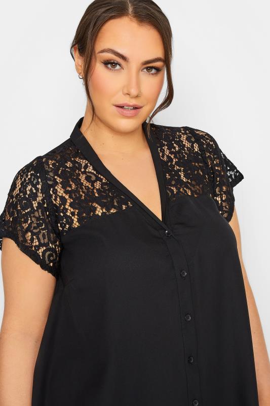 LIMITED COLLECTION Plus Size Black Lace Insert Blouse | Yours Clothing 4
