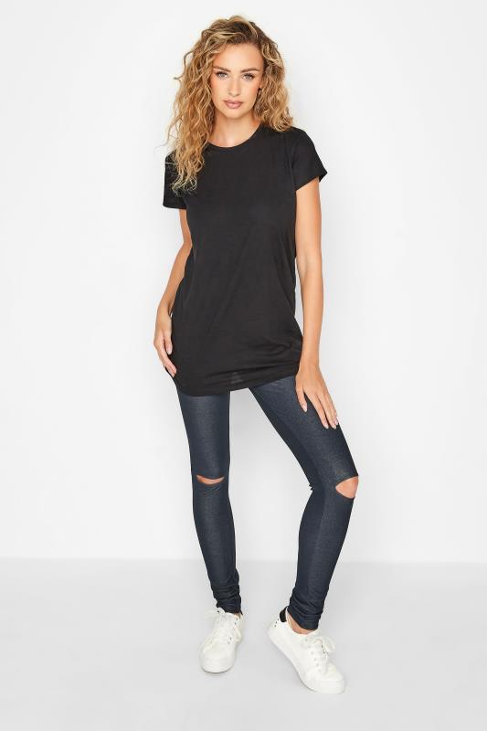 LTS Navy Blue Ripped Knee Jersey Jeggings | Long Tall Sally 3