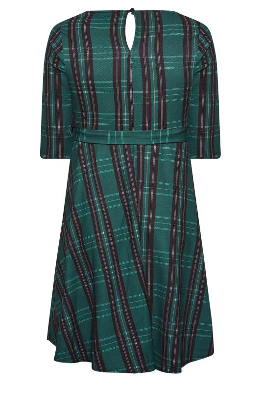 YOURS LONDON Curve Green Check Print Skater Dress | Yours Clothing  7