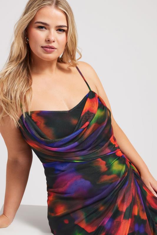 YOURS LONDON Plus Size Black Abstract Print Gathered Dress | Yours Clothing  4
