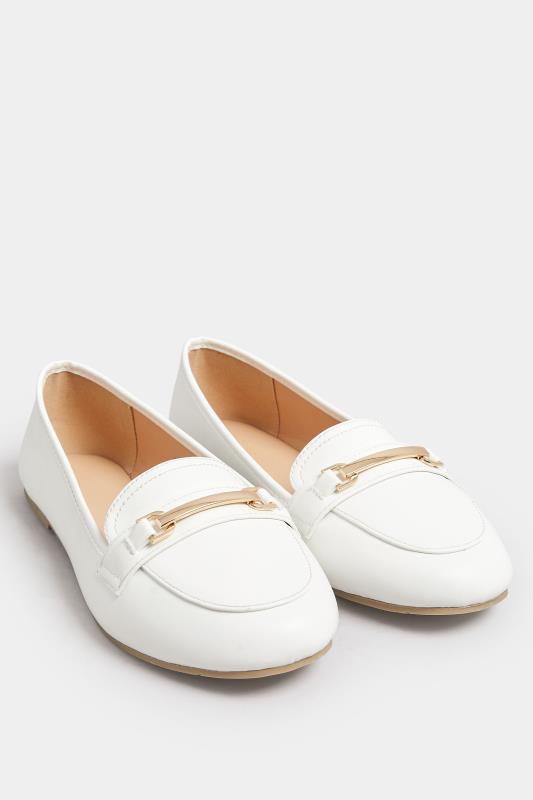 White Buckle Loafers In Extra Wide EEE Fit | Yours Clothing 2