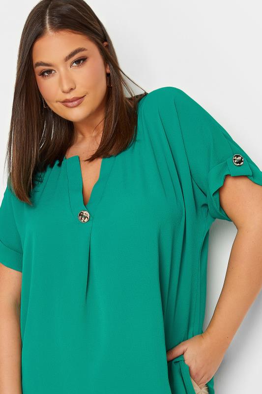 YOURS Curve Plus Size Green Button Front Blouse | Yours Clothing  4