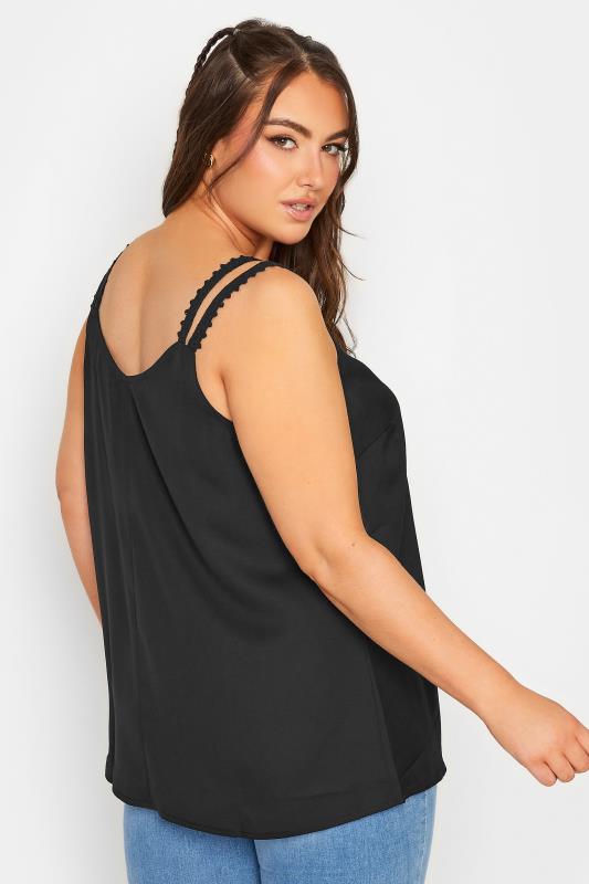 LIMITED COLLECTION Plus Size Black Embroidered Strap Vest Top | Yours Clothing 3